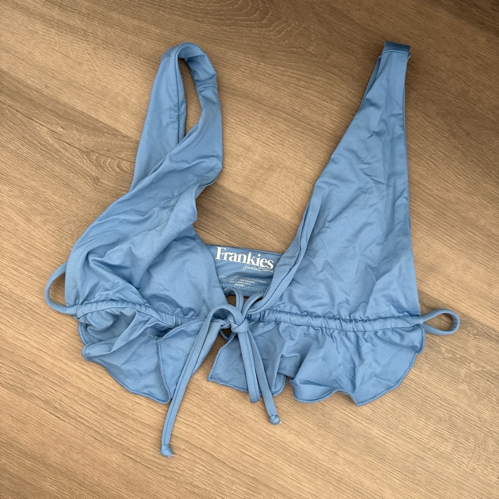 Frankie's Bikinis Light Blue Tie-Front Top